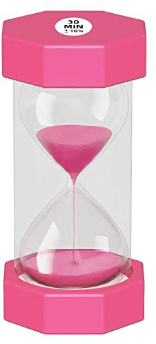 Sechseckiger Sanduhr-Timer, 30 Minuten, für Küchen, Wohnungen und Bürodekoration - Mehrweg (Pink)