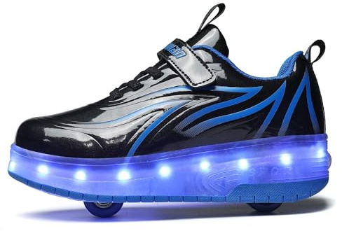 Zapatos con Ruedas Zapatillas con Dos Ruedas para niños y niña Led Luces Zapatillas con Ruedas Se Puede Bambas con Ruedas Carga con USB Automática Calzado de Skateboarding