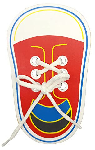 CHEERYMAGIC Wooden Lacing Shoe, Shoe Lace Practice Board Learn to Tie Shoe Laces Kids Shoelaces Teaching Aids Lacing Shoes Educational Tool For Kids Toddler A4-XDX