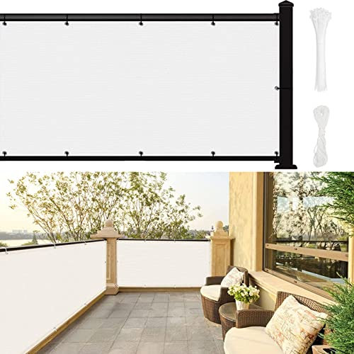 YANHONG Recinzione Copertura per Balcone 85x450cm(33x177inch) Recinzione Copertura Schermante per Balcone Privacy Resistente alle intemperie per Balcone da Giardino, Bianco