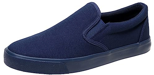 Jamron Hombre Color Sólido Slip On Zapatos de Lona Zapatillas Casual Sneakers Plimsolls Azul Marino SN0706142 EU43