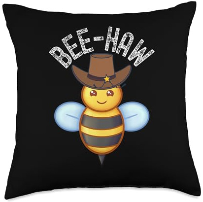 BeeHaw Funny Bee BumbleBee Beekeeping Clothing Throw Pillow, 18x18, Multicolor