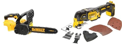 DEWALT DCM565N-XJ 18V XR Brushless 30cm Chainsaw & DCS355N-XJ Oscillating Multi-Tool 18V Li-Ion Cordless Brushless Battery Powered, Large