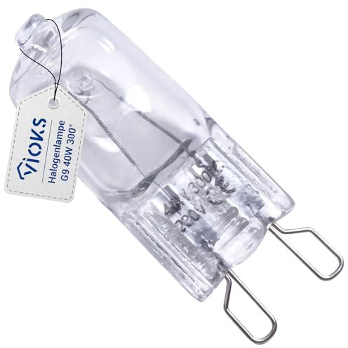 VIOKS Halogen G9 40W 230V Backofen Licht Ersatz für AЕG Elеctrolux 808564102/8 Whirlpool 481010391431 - G9 Backofenlampe mit 2 Schlaufenformanschlüssen - Glühbirne für Backofen Ofen Dampfgarer