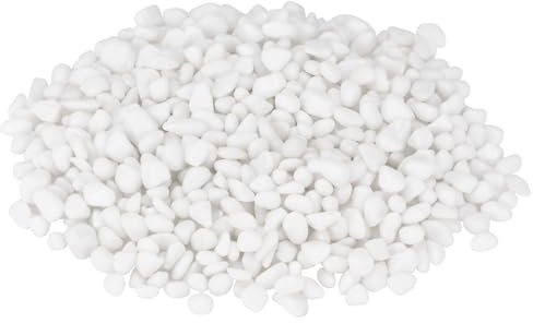 M METERXITY High Luster Round Fire Glass Beads, Glass Gems, Glass Pebbles, Glass Marbles for Vases/Fire Pit/Crafts/Aquarium/Garden Decorations 6-9mm, 900g/1.98-Pound [White]