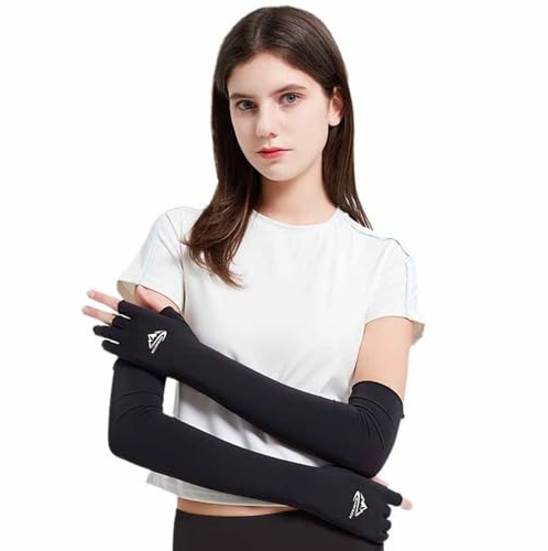 GIBZ Protection UV Manches Bras Refroidissement, Antidérapants Manchette Gaming, Respirante Gants de Protection Arm Sleeves, M, Noir