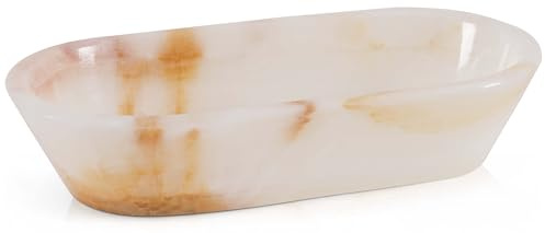 Radicaln marmor degskål 25,4 cm vit onyx handgjord nyckelskål för matbord dekor, idealisk dekorativ skål, entré dekor