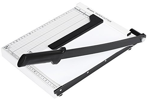 COOCHEER Papierschneider, Profi A4 Fotoschneider Hebelschneider Papierschneidemaschine Schneidegerät für Schule & Büro, Weiß Grifflänge: 47 cm