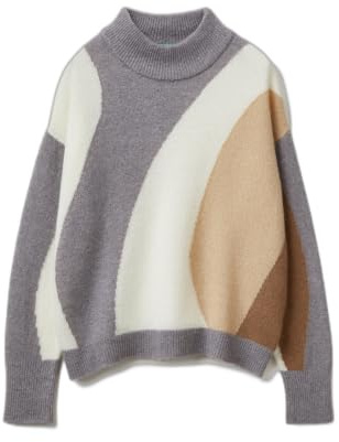 United Colors of Benetton Maglia G/C M/L 11CZE10ER Maglione, Multicolor, S Donna