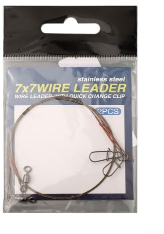 Honseadek 2pcs Stainless Steel Fishing Wire Leader with Duo-Lock Snap and Rolling Swivel for Saltwater and Freshwater Fishing - Anti-Bite Steel Wire Leadcore(30cm 18kg)