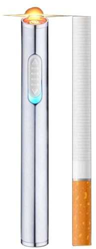 Accendino elettrico Mini accendini ricaricabili tramite USB Accendini antivento portatili senza fiamma Possono essere inseriti nella scatola delle sigarette(Silver)