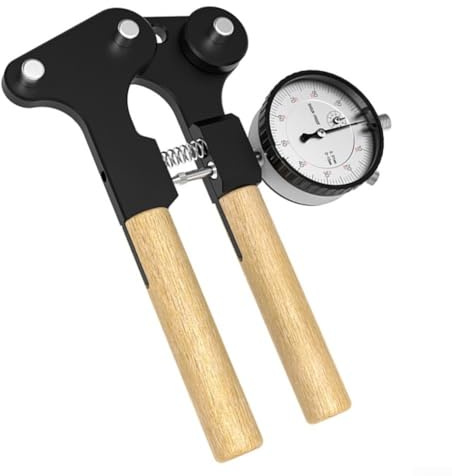 Misuratore di tensione per raggi di bicicletta con micrometro meccanico per ruote di mountain bike e bici da strada, corpo in lega di alluminio e manico in legno, nero (display meccanico)