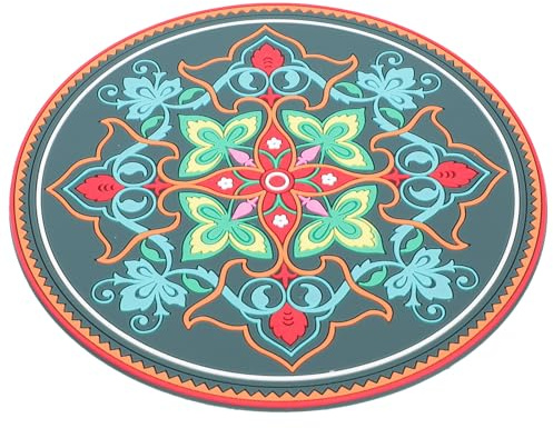 LOORGVEL Klangschalen Pad aus Pvc mit Floralem Muster Rutschfestes Meditationskissen für Buddhistische Klangschalen zur Klangtherapie und Spirituellen Praxis