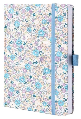 MGGAO Cuaderno Rayado, Cuaderno de Tela A5 para Mujeres y Niñas, Cuadernos Florales Bonitos para Escribir, Diario con Líneas College con 192 Páginas Numeradas, Papel Grueso de 100 GSM, 2 Cintas