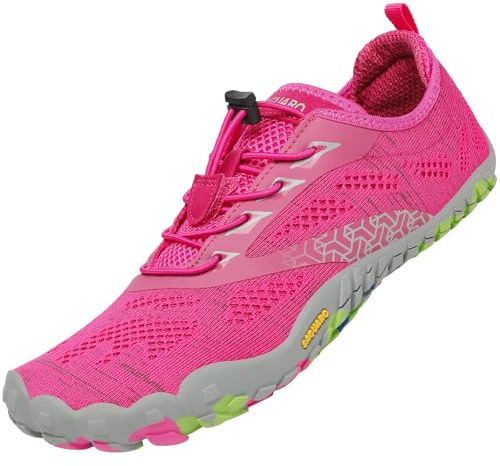 SAGUARO Femme Chaussures de Trail Running Outdoor Indoor Gym Fitness Randonnée Escalade Marche Chaussures Aquatiques,Tricot Rose Rouge,38