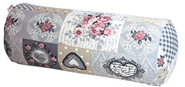 beties „Dorfkinder“ XL Nackenrollen Bezug ca. 25x70 cm in großer Sortiment-und Größenauswahl - Shabby Chic für den perfekten Landhaus Style Farbe Baumwolle (Silber-Mauve)