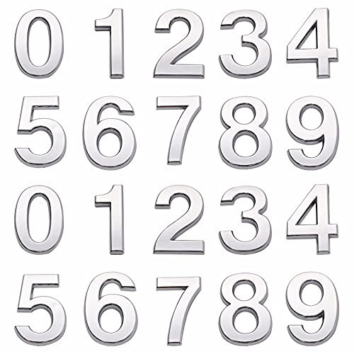 Cuayaes 20 Piezas Numeros para Casa Exterior, Tridimensionales Numeros Adhesivos, 3D Pegatinas Números de Buzones de Correos Exterior, 0-9 Números