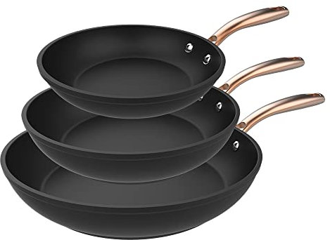 Cecotec Set de Sartenes Polka Fantasy 20-24-28 Bucket Golden. Diámetro 20-24-28 cm, Aluminio Forjado, Revestimiento Antiadherente Platinum Plus Teflon, Libre PFOA, Aptas para Inducción