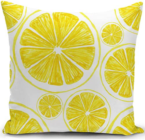 KUNQIAN Lemon Cushion Cover Yellwo Outdoor Lemon Gifts Summer Throw Pillow Case Decorations for Home Livingroom Couch Bed Sofa Decor 18x18
