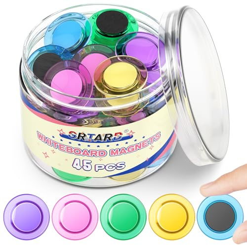 Grtard 45 Pcs Colorful Magnets for Whiteboard, Round Fridge Magnet, Small Refrigerator Magnet Decorative, Dry Erase Whiteboard Magnets for Fridge, Classroom, Home, Office, School(3cm/1.18 inch)