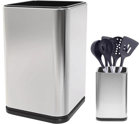 Küchenutensilienhalter für die Arbeitsfläche, Großer Küchenutensilien Behälter,Besteckkorb Edelstahl,Küche Utensilienhalter, Rutschfest & Rostfrei für Arbeitsplatte Utensilienhalter Küche 17*11cm
