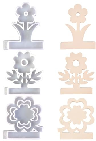 Silikonformen Gießformen Blumen Kerzenhalter, 3 Stück Kerzenformen zum Gießen, Silikonform Blumen, Gießformen Silikon Blumen, Gießform Blumen, Gießform Blumen Kerzenform Seifenform Epoxidharz Formen