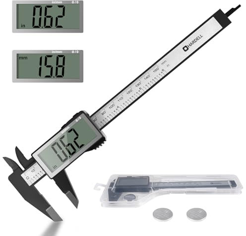 Caliper Measuring Tool 6 Inch, Vernier Caliper Digital Micrometer with Large LCD Screen, Auto-Off, Easy Switch from Inch Metric, Electronic Ruler, Perfect for Household/Woodwork