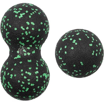 ieron Lot de 2 balles d'auto-massage – Balle de massage duo, balle de massage cacahuète, balle de lacrosse, rouleau musculaire pour entraînement de fascia, acupression et massage de réflexologie