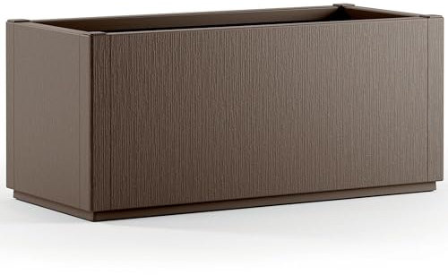 Casaria® Blumenkasten 'Ethica' 80L 80x36x35cm Ablaufboden Kunststoff Winterfest Garten Pflanzkübel Übertopf Pflanzkasten Blumenkübel Braun