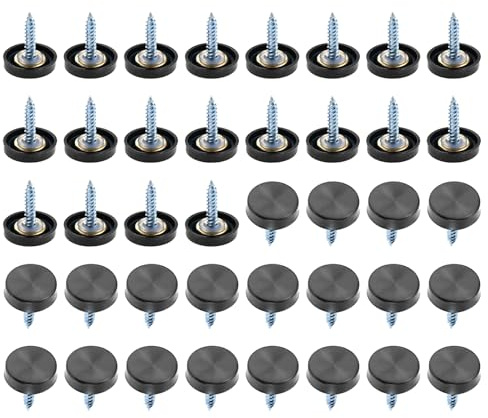 40 Pcs Mirror Screw Cover Cap 0.63/16mm Diameter Black 304 Metal Decorative Screws with Cap and Gasket for Fasteners, Sign/Advertising Hardware, Construction, Tea Tables, Wardrobes Glass Furniture