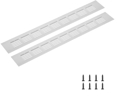 sourcing map Rectangle Ventilation Grille 400x50mm/16x2 Silver Tone | Aluminum Alloy Mesh,Air Vent Cover,Louvered Ventilation Cover,with Mounting Screws for Cabinet Shoe Closet