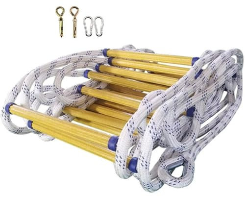Escalera De Cuerda Escalera De Escape De Emergencia En Caso De Incendio, Escalera Extensible De Seguridad Resistente Al Fuego Multiusos Con 2 Ganchos, Rápida De Desplegar, Imprescindible En Caso De In