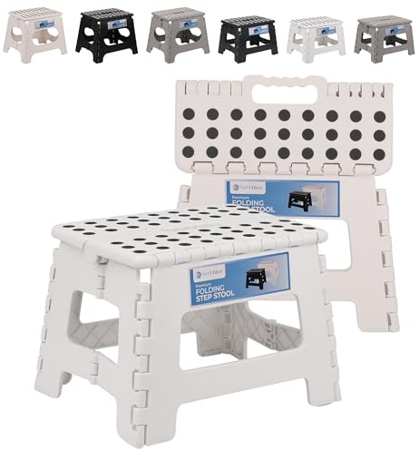 WedDecor Folding Step Stool for Kids & Adults, 9 Inch - White