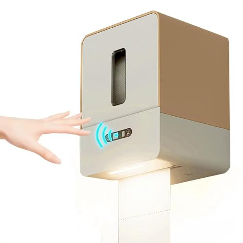 Generic Distributore di Asciugamani Automatici di Carta, Montaggio Automatico a Parete Intelligente Dispenser di Asciugamani di Carta con Luce Notturna per Hotel da Bagno (BROWN)