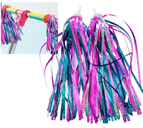 widenlise 2 Pcs Childrens Colorful Bike Streamers,Kids Bicycle Handlebar Streamers,Bicycle Handlebar Grips Tassel Ribbons,Scooter Tassels,For Girls Boys Bicycle Scooter Accessories