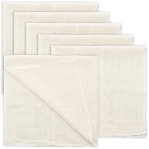 LXUEJIE 6 Pcs Cheese Cloths for Straining, 50x50cm Muslin Cloths for Cooking, Pure Cotton Muslin Cloths for Straining, Reusable and Washable Cheese Cloth Food Strainer for Nut Milk, Butter