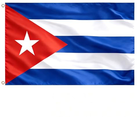 AhfuLife Bandera de Cuba de 150 x 90 cm para Decoración de Fiestas, 1 Bandera Cuba de Doble Cara con Ojales de Latón para la Copa del Mundo de Fútbol, Día Nacional, Jardín, Calle, Fiesta