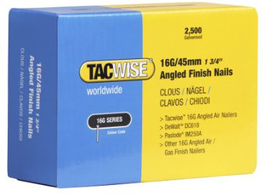 Tacwise 771 16G/45mm Angled Nails for Nail Gun DC618K (2500), Silver