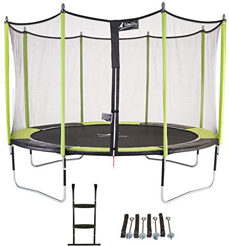 Kangui - Trampoline de Jardin 360 cm + Filet de sécurité + échelle + kit JUMPI Pop 360