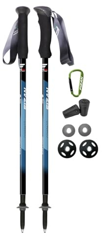 Fizan Compact 3 Trekking Poles – 5.6 oz Ultralight, Backpacking, Thru Hiking Poles, Adjustable, Collapsible, Customized Fit, EVA Grips, Aluminum Walking Sticks (Compact 3 / EVA/Blue)