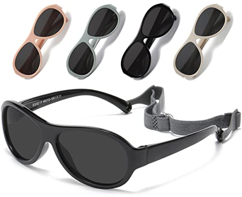 Musivon Lunette Soleil Bebe 0 a 18 mois - Lunettes de Soleil Enfant Polarisées Cadre Flexible pour Fille Garcon