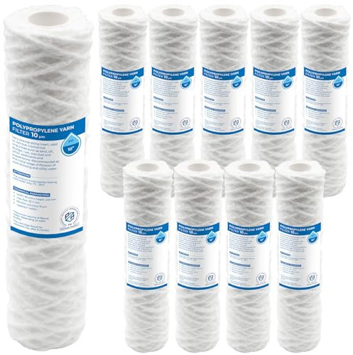 Filtre bobiné 10 pouces – lot de 10 filtres à fil 20 microns pour éliminer les impuretés mécaniques telles que sable, boue et rouille – durée de vie max. 6 mois