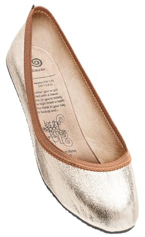 Rollasole Ballet Pumps – Rosie Gold - Folding Flat Shoes for Women – Stylish Foldable Slip on Ballet Flats (UK Footwear Size System, Adult, Women, Numeric Range, Medium, 3, 4)