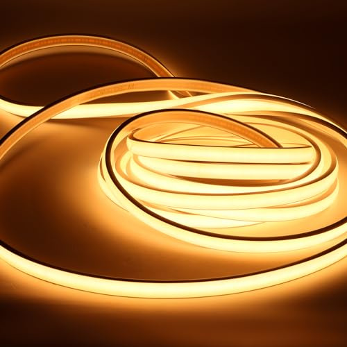 pcning 1M 2M 3M 5M 10M 20M Tira LED COB 220V con Enchufe, IP67 Etanche Luz Fita LED Flexible Strip para Interior Exterior (Blanco Cálido, 2M)