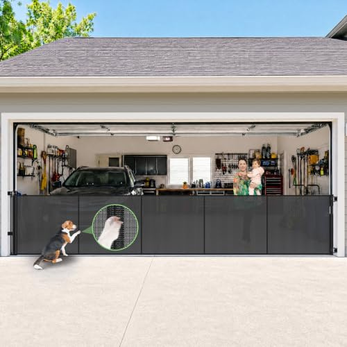 Reinforced 155 Extra Wide Baby Gate Retractable Dog Gate with Support Rods – Prevent Crawling Under, 13ft Retractable Baby Gates Long Gates for Kids or Pets Retractable Gate, Black