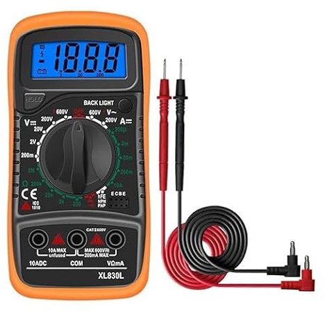 Herramientas de multímetro portátil, pantalla LCD de retroiluminación, Multimetro multifuncional, probador de alta precisión para fábrica profesional y escuela. (Naranja)