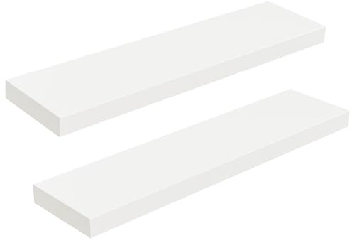 HOOBRO Set di 2 Mensole da Muro Sospese, Robuste Mensole da Parete, con Supporto Nascosto, 80 cm, per Bagno, Camera da Letto, Cucina, Ufficio, Soggiorno, Bianco EWT80BJP201