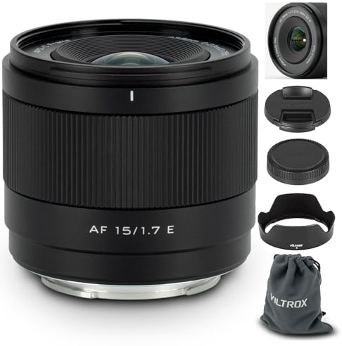 VILTROX 15mm F1.7 E-Mount Lens for Sony, APS-C Ultra Wide Angle Autofocus Lens for Sony E-Mount Cameras FX30 ZV-E10 ZV-E10II A6700 A6600 A6500 A6400 A6300 A6100