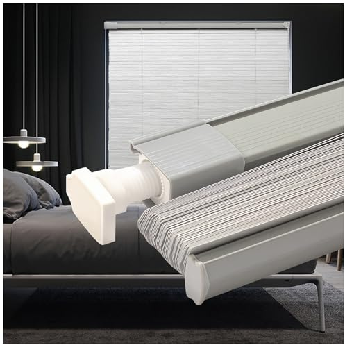 No-Drill PVC Venetian Blinds for Windows – Blackout Window Shades with Thickened Headrail and Dense Slats – Easy Inside Mount Privacy Blinds, Light and Glare Protection(White)