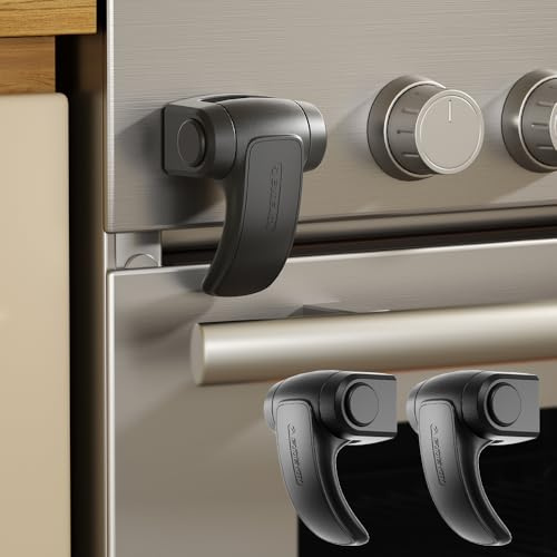 EUDEMON Oven Lock,Baby Proofing Oven Door Lock, Child Safety Oven Front Lock, Easy to Install & Use no Tools Need or Drill (Black, 2 Pack)
